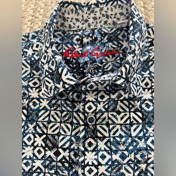 Robert Graham Men’s Small, Blu/wht, Pierson Geometric, Long Sleeve, Button down - Picture 2 of 9